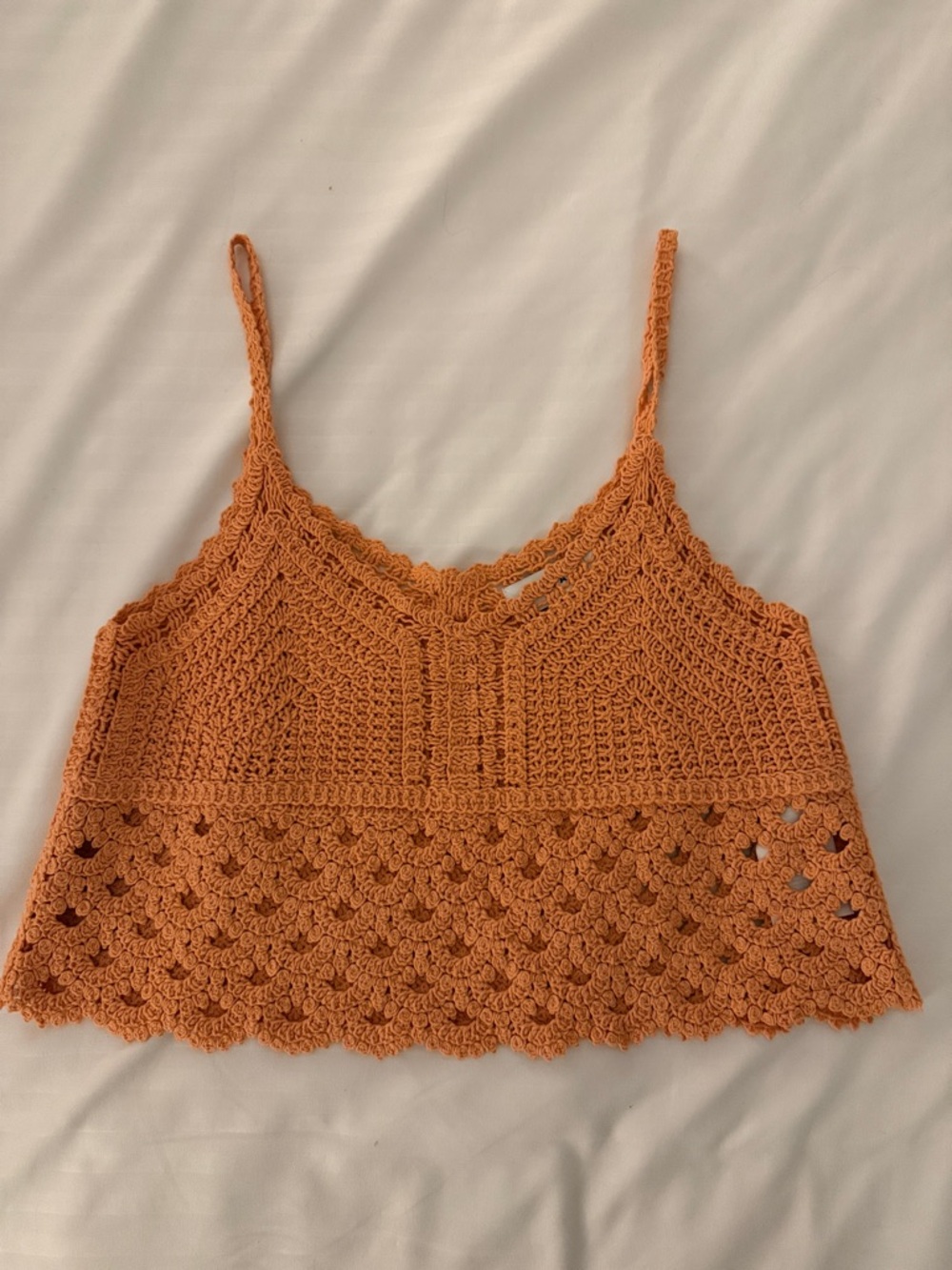 Crochet Lace Hem Cami Top - Coral